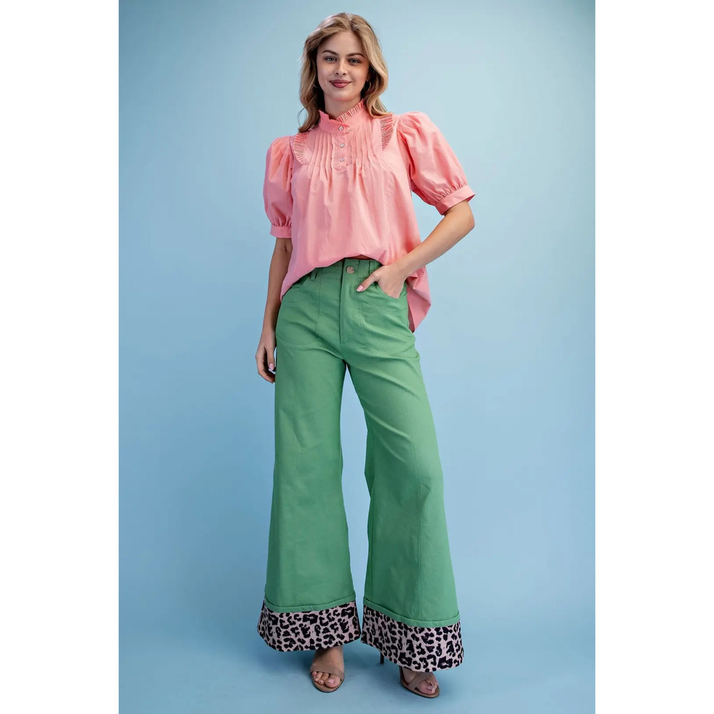 TE2041 APGRN Gigio Leopard Cuffed Flare Pants Various Sizes - Picture 2 of 5